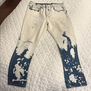 Stylish Blue and Cream Women's Jeans